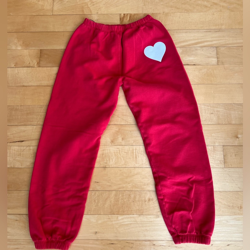 SPRWMN Los Angeles, Red Heart Sweatpants, Cotton, Sz XS - tiny hole